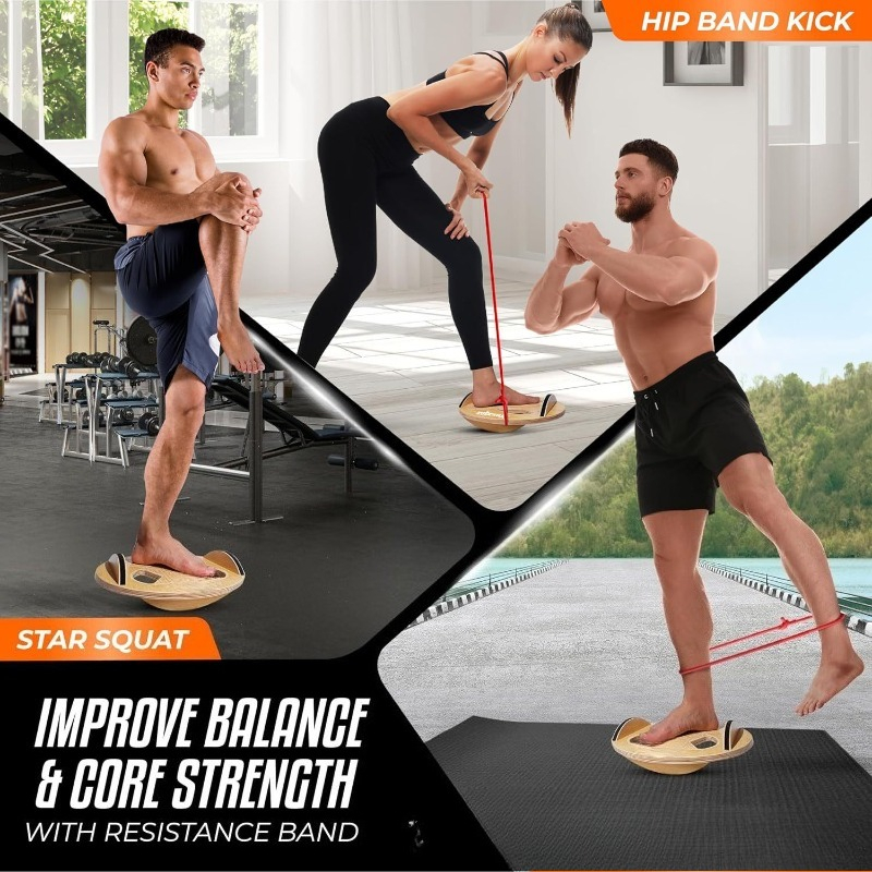 나무 피트니스 밸런스 보드 성인용 발 트레이너 페달 디 - Yoga Fitness Training 리뷰 및 가격